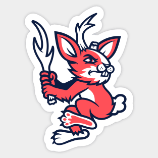 Jackalope Cryptid Baseball Mascot T-Shirt: Unique Antler-Swinging Design for Baseball Enthusiasts! Sticker